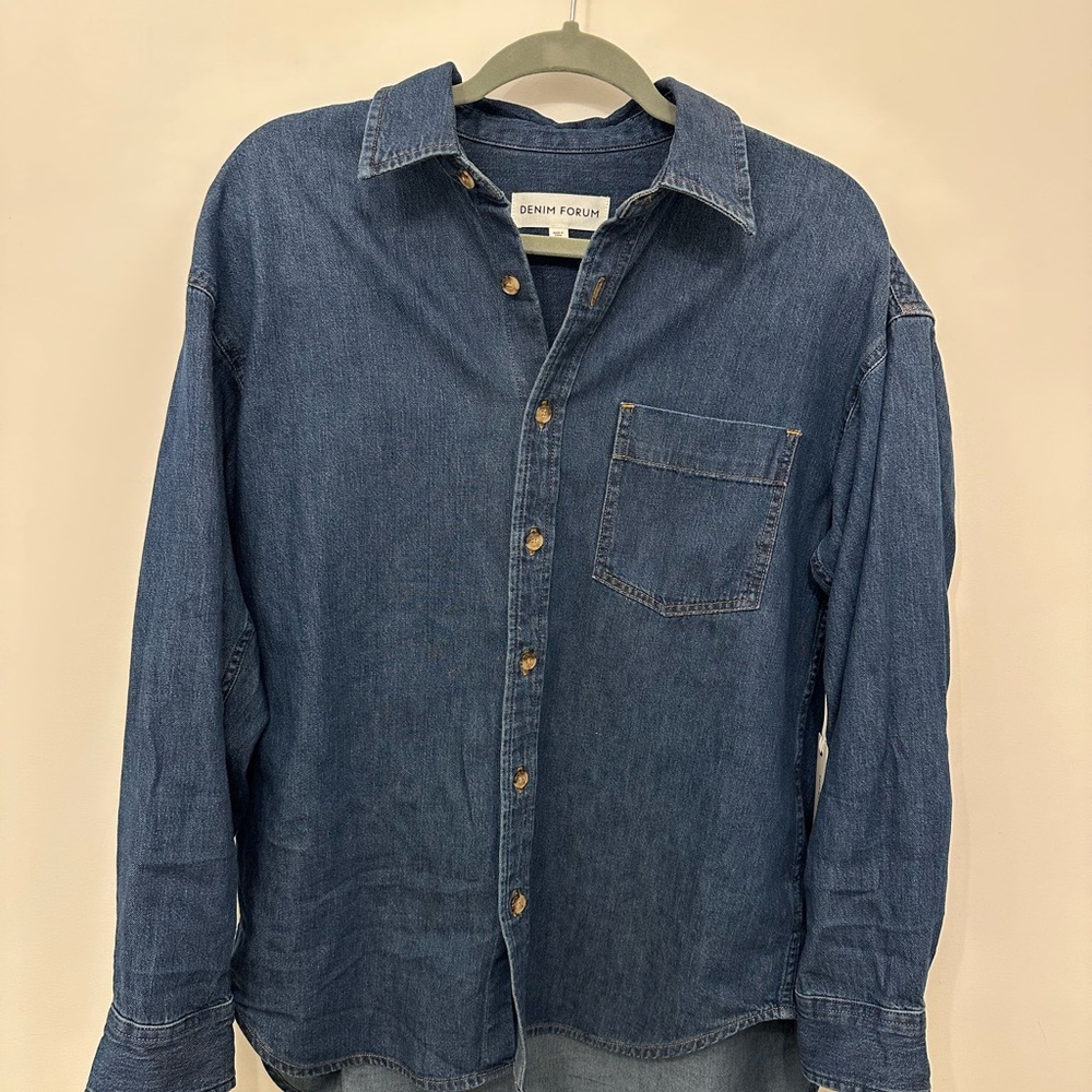 Denim Forum Blue Casual Button Down Shirt